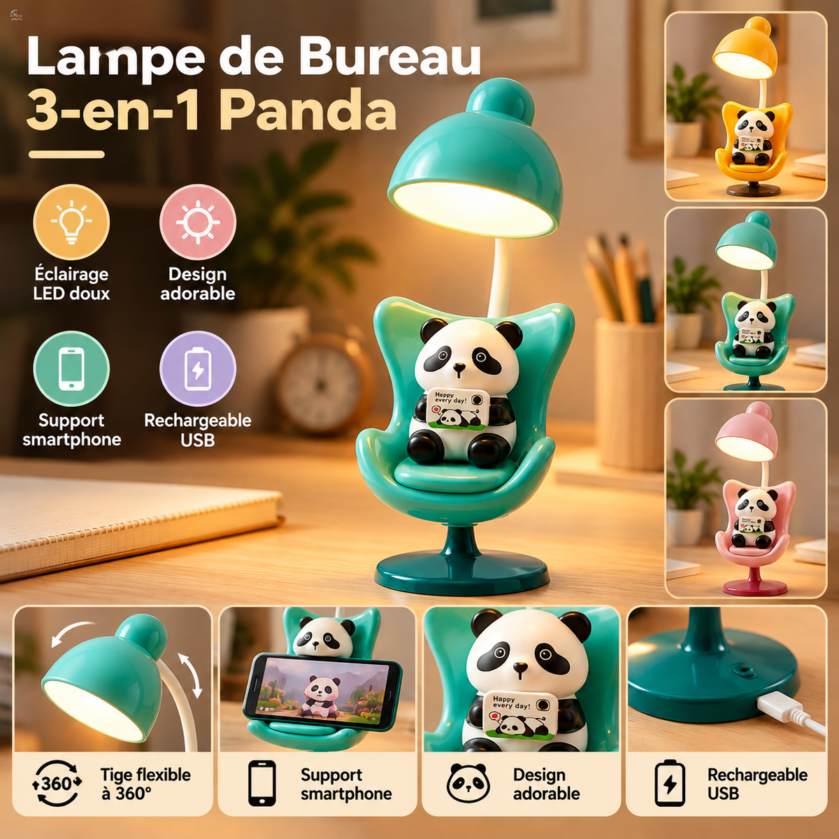 Rechargeable panda  lamp