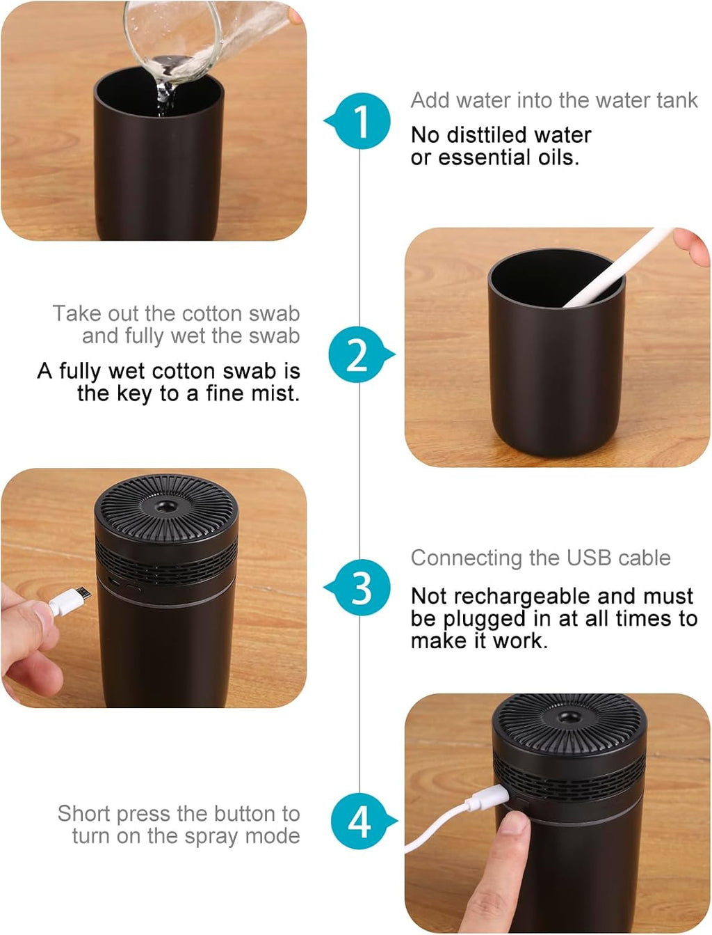 mini-humidificateur d'air ultrasonique portable USB