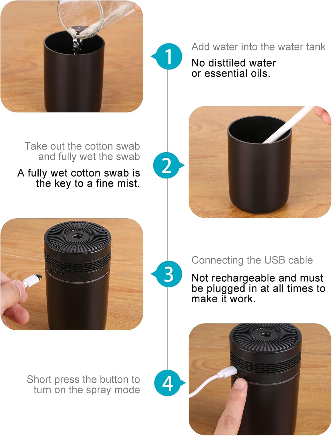 mini-humidificateur d'air ultrasonique portable USB