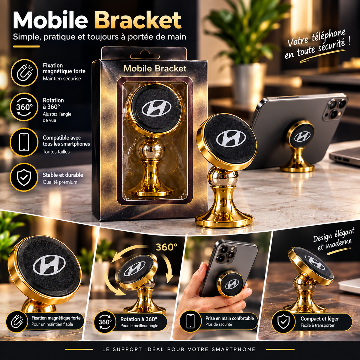 support magnétique pour téléphone portablelogo de la marque Hyundai
