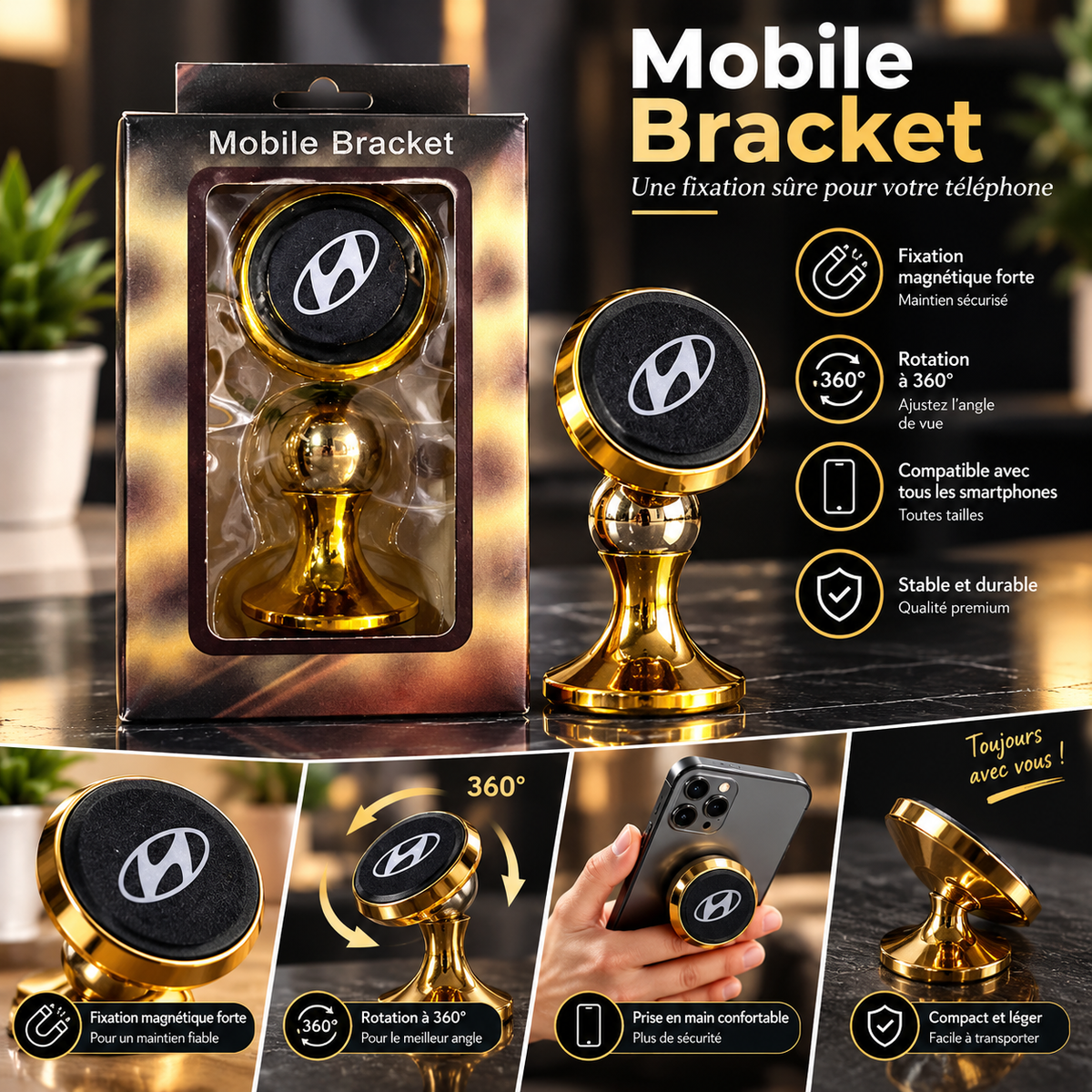 support magnétique pour téléphone portablelogo de la marque Hyundai