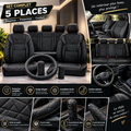 ensemble d'accessoires de voiture en similicuir noir