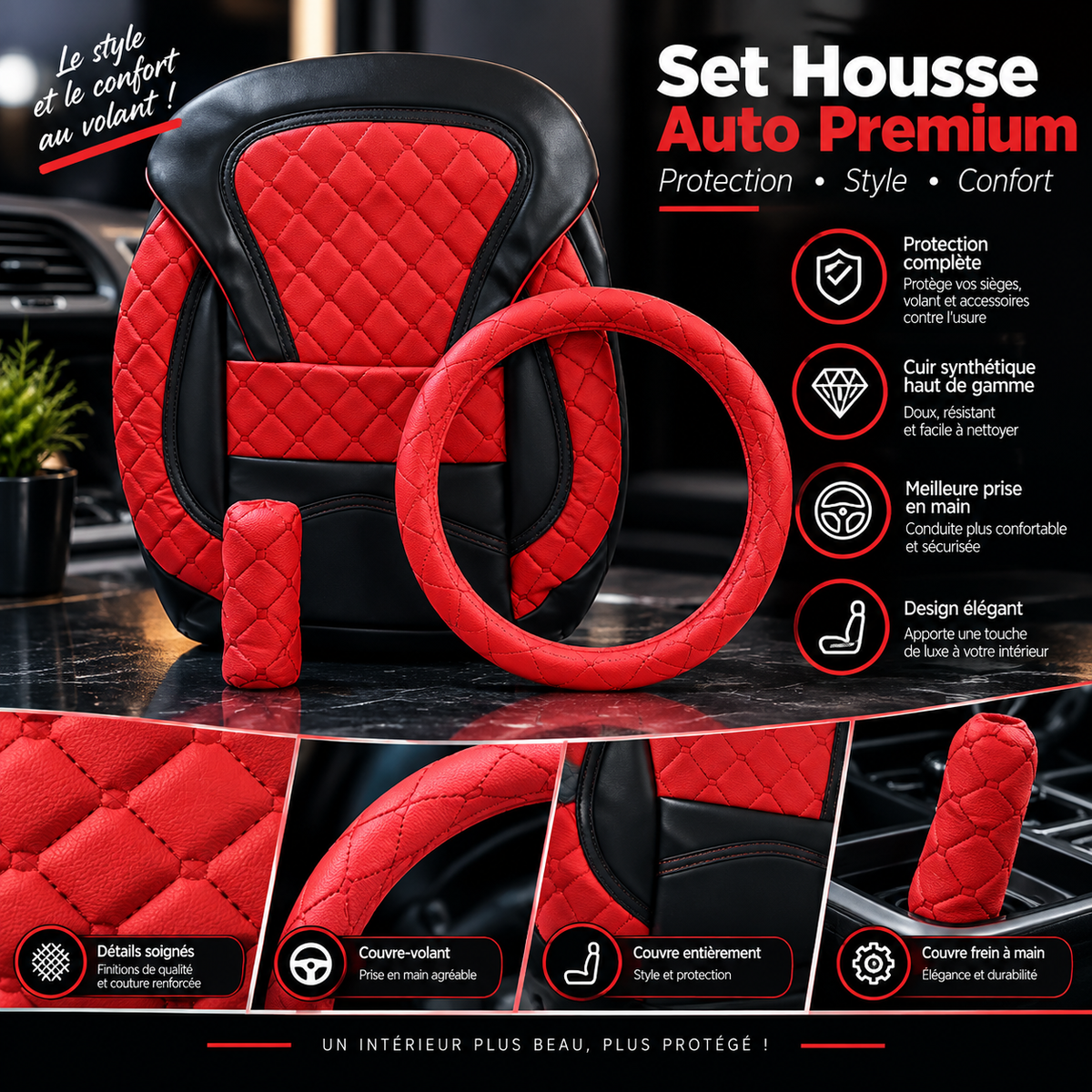 ensemble d'accessoires de protection pour l'intérieur d'une voiture