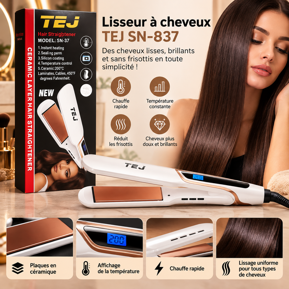 Lisseur à cheveux TEJ SN-837